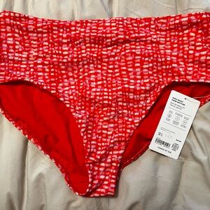 Athleta Red Patterned Swimsuit Bottom XL